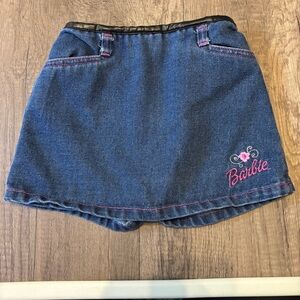Vintage 2000s Kids Barbie Skirt Skort Denim Embroidered size 5